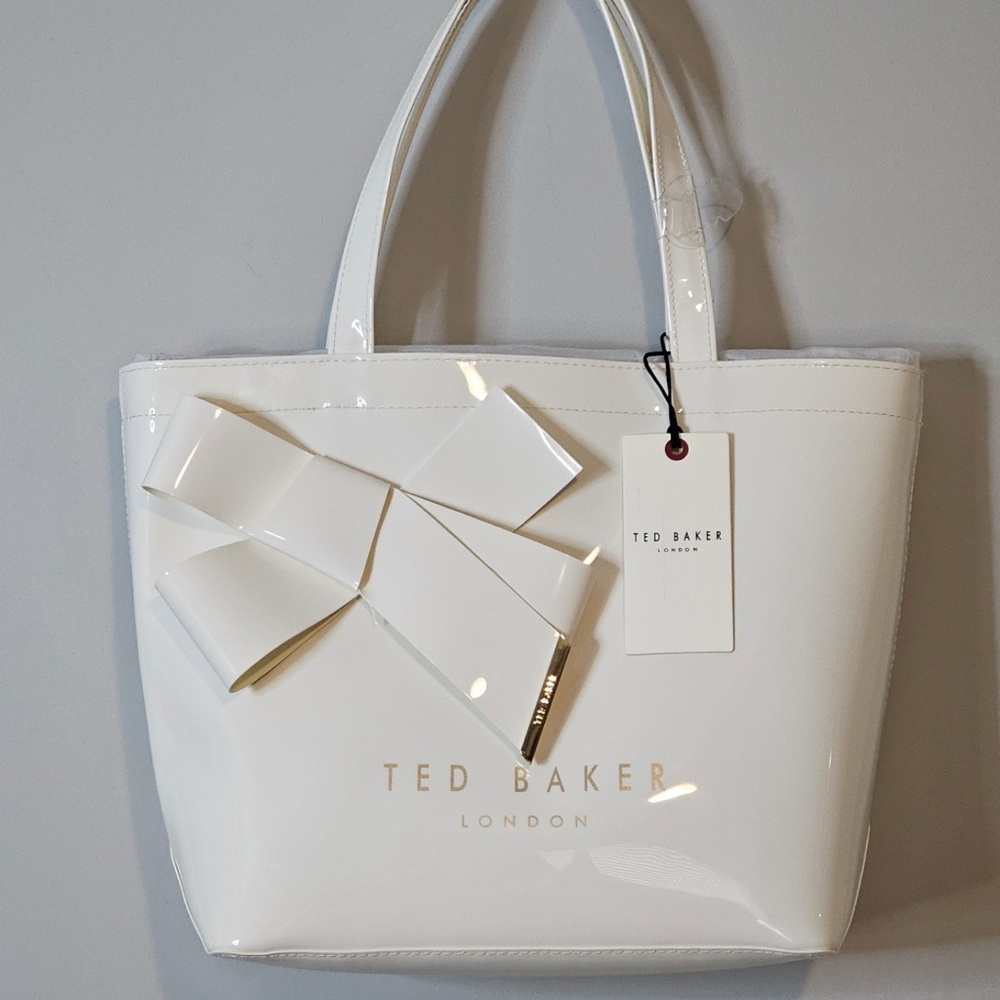 Ted Baker Glossy White Tote with Bow